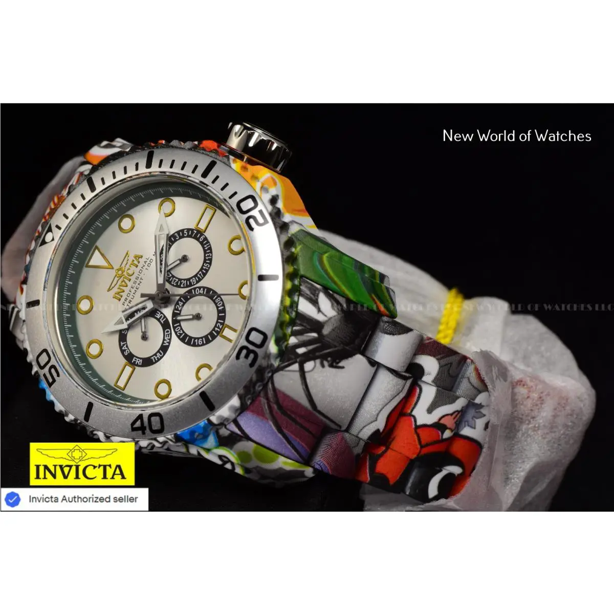 Invicta Pro Diver 48mm Gold Blue Dial Quartz Watch Stainless Steel