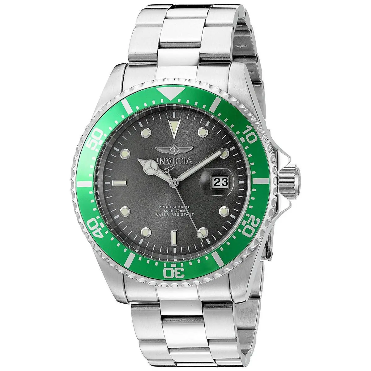 Invicta 22021 Men`s `pro Diver` Quartz 43mm Black Dial Green Bezel SS Watch