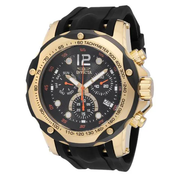 Invicta Speedway Swiss Men`s Chronograph Watch 49841 Black Silicone/gold