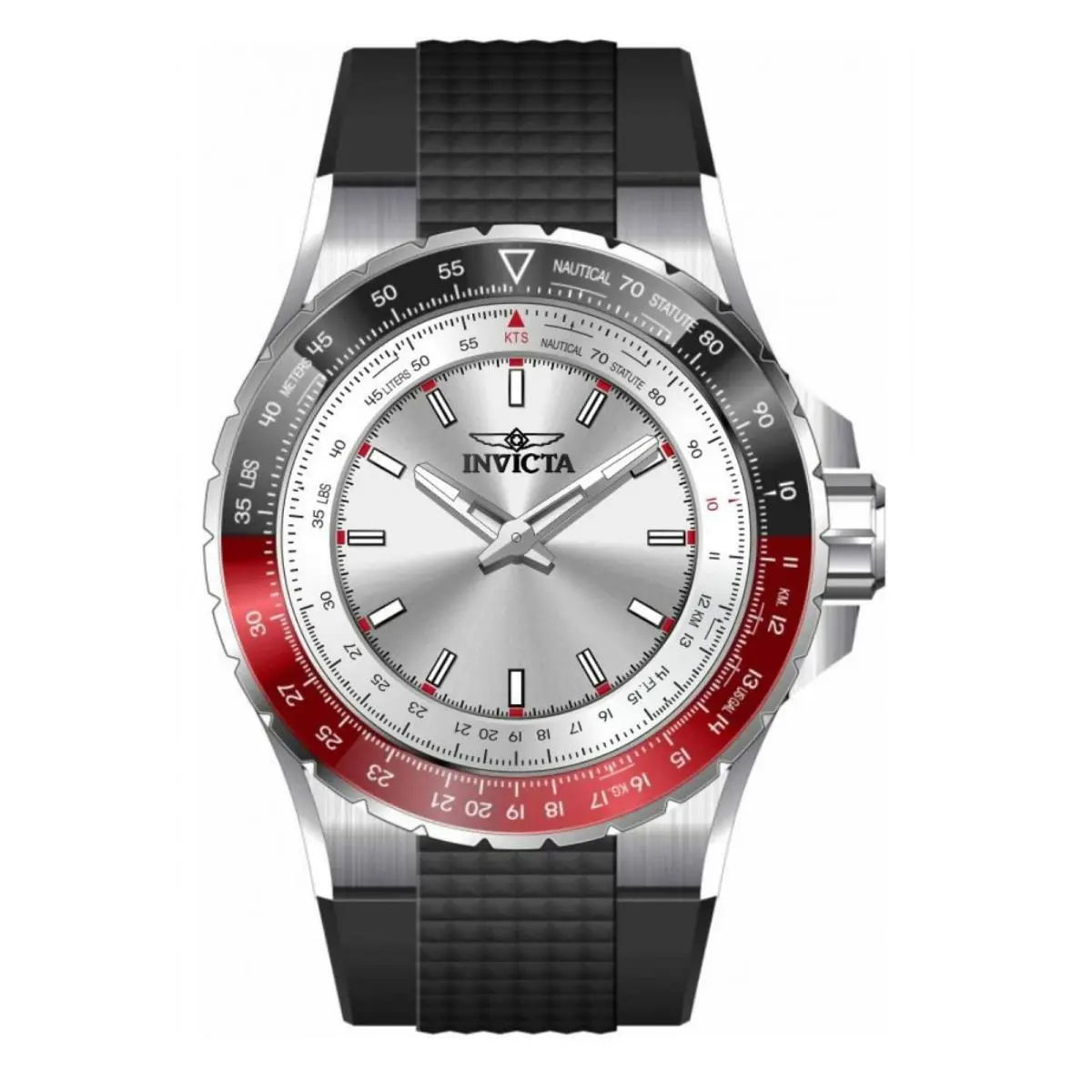 Invicta Men`s Wristwatch with Black and Red Bezel and Black Strap