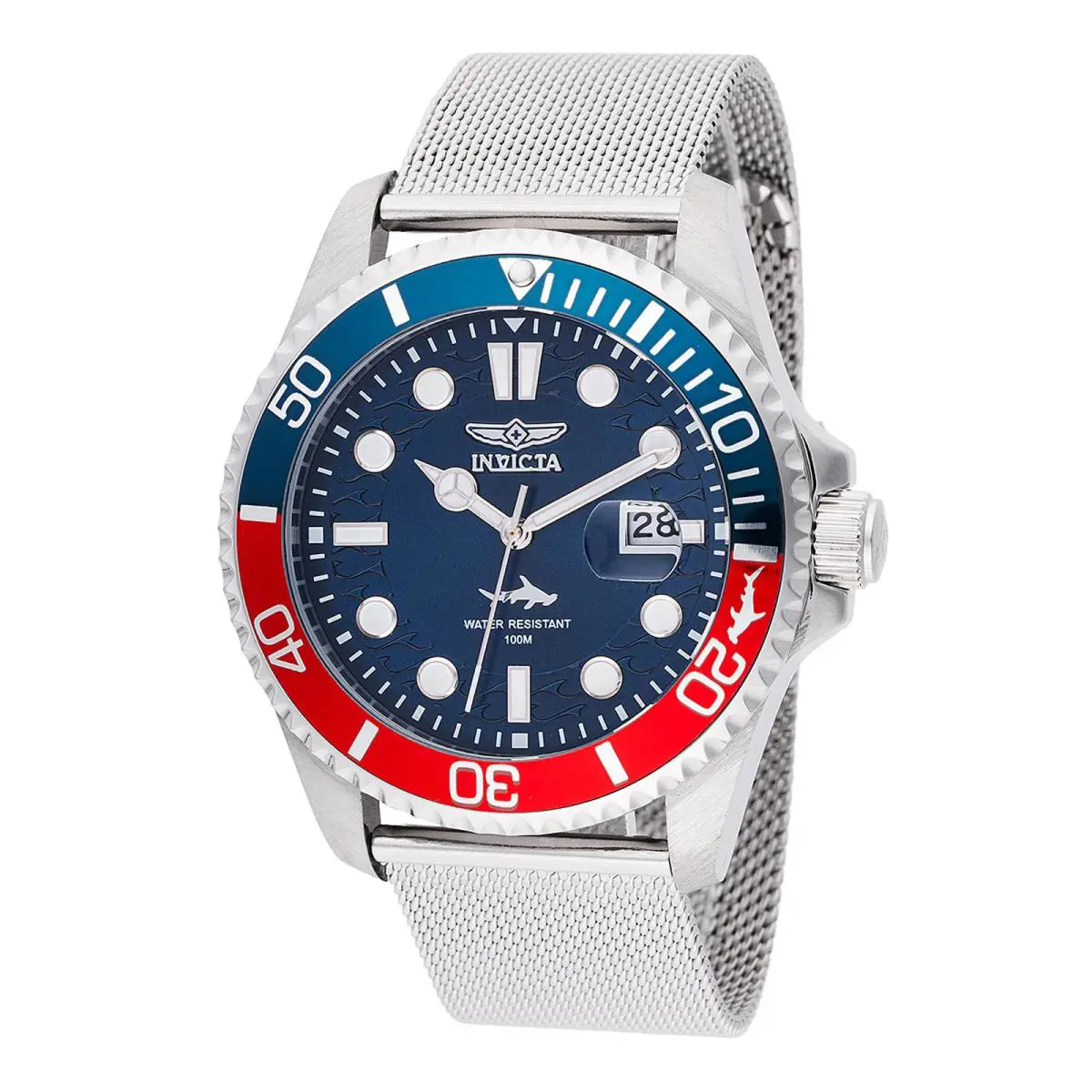 Invicta Men`s Stainless Steel Blue Dial Wristwatch with Mesh Band