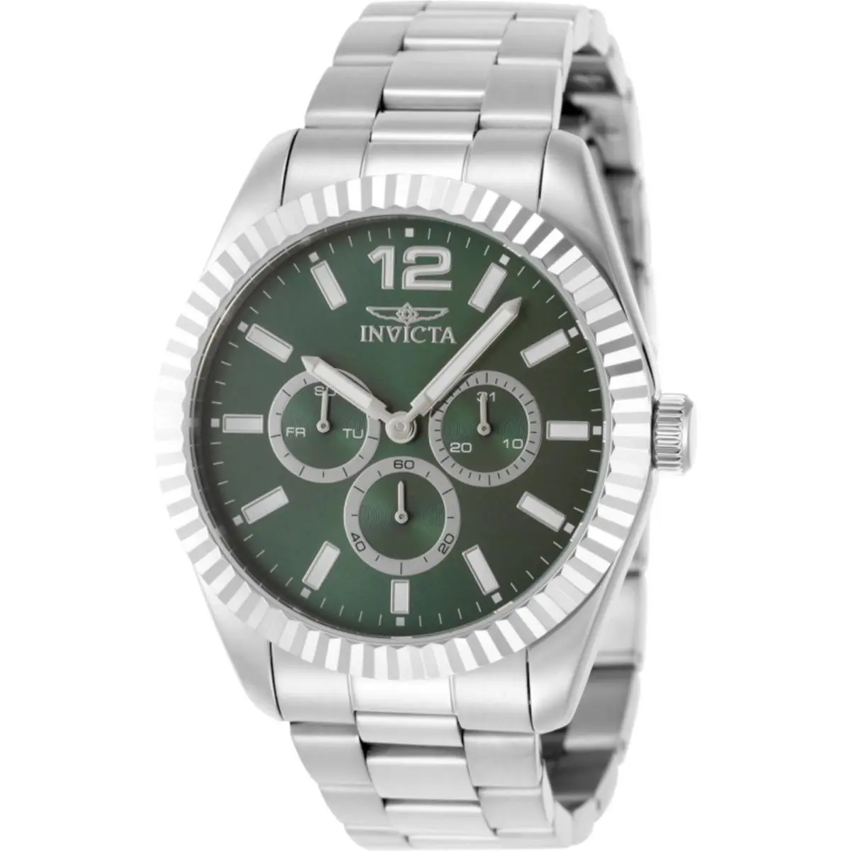 Men`s Watch Specialty Green Dial Silver Steel Bracelet Day-date 49514 by Invicta