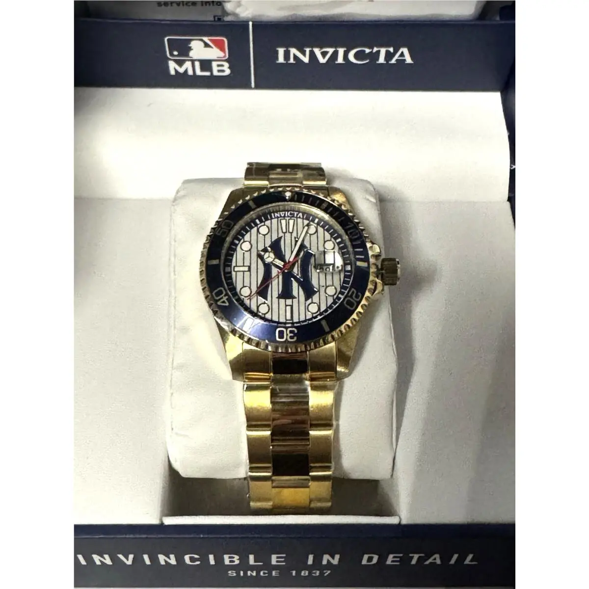 Invicta X Mlb York Yankees Mens Pro Diver Watch 43mm Gold 49858