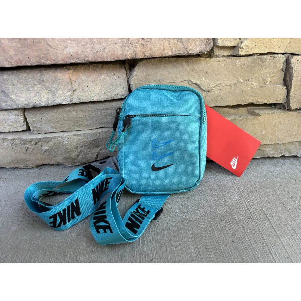 Nike Blue/ Black Three Swoosh 5x7” Sportswear Mini Crossbody Sling Messenger Bag
