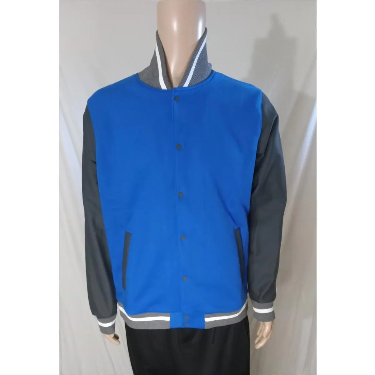 Nike Men`s Team Player Letterman Jacket Blue and Gray DJ5971-493 Medium
