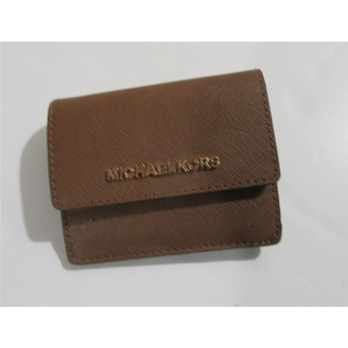 Michael Kors Jet Set Travel Leather Card Case ID Key Holder Wallet Luggage Brown
