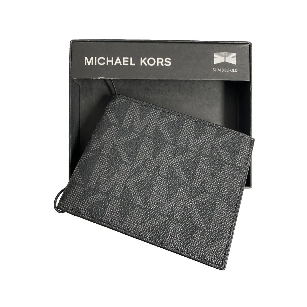 Michael Kors MK Logo Wallet Andy Men`s Black Leather Slim Bifold Wallet