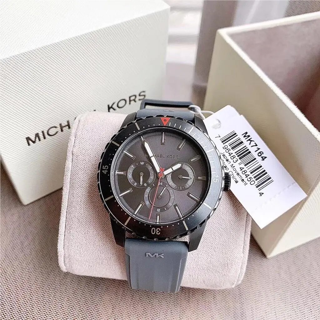 Men`s Cunningham Multifunction Gray Silicone Strap Watch - MK7164 by Michael Kors