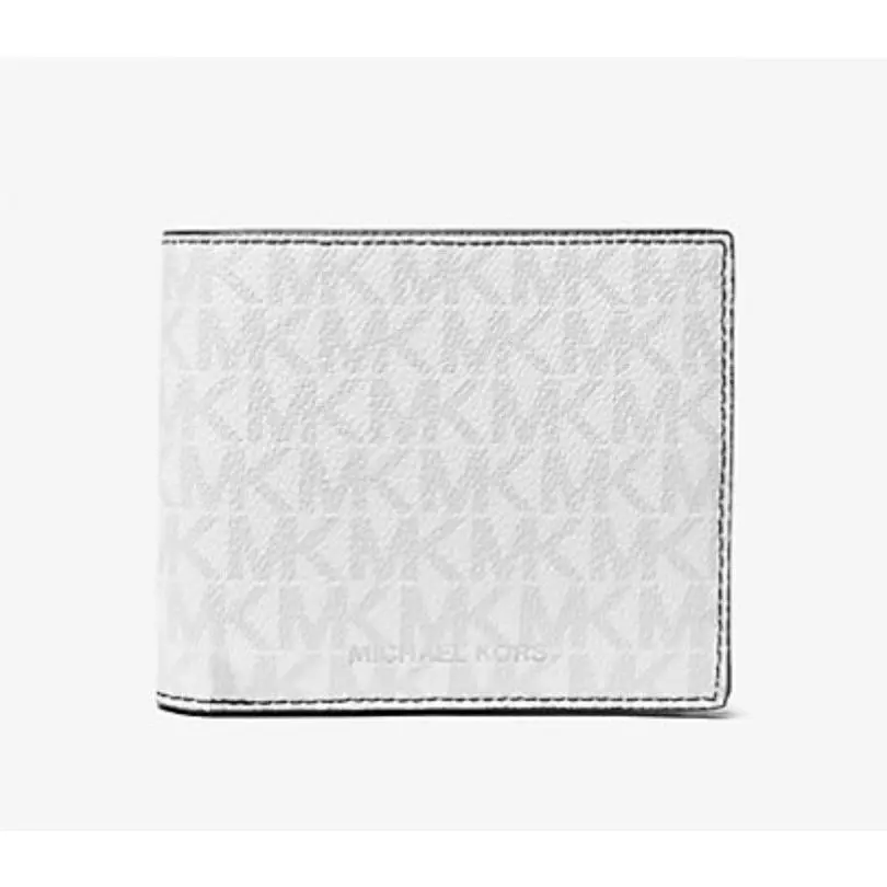 Michael Kors Men`s Greyson Logo Billfold Wallet with Coin Pocket White
