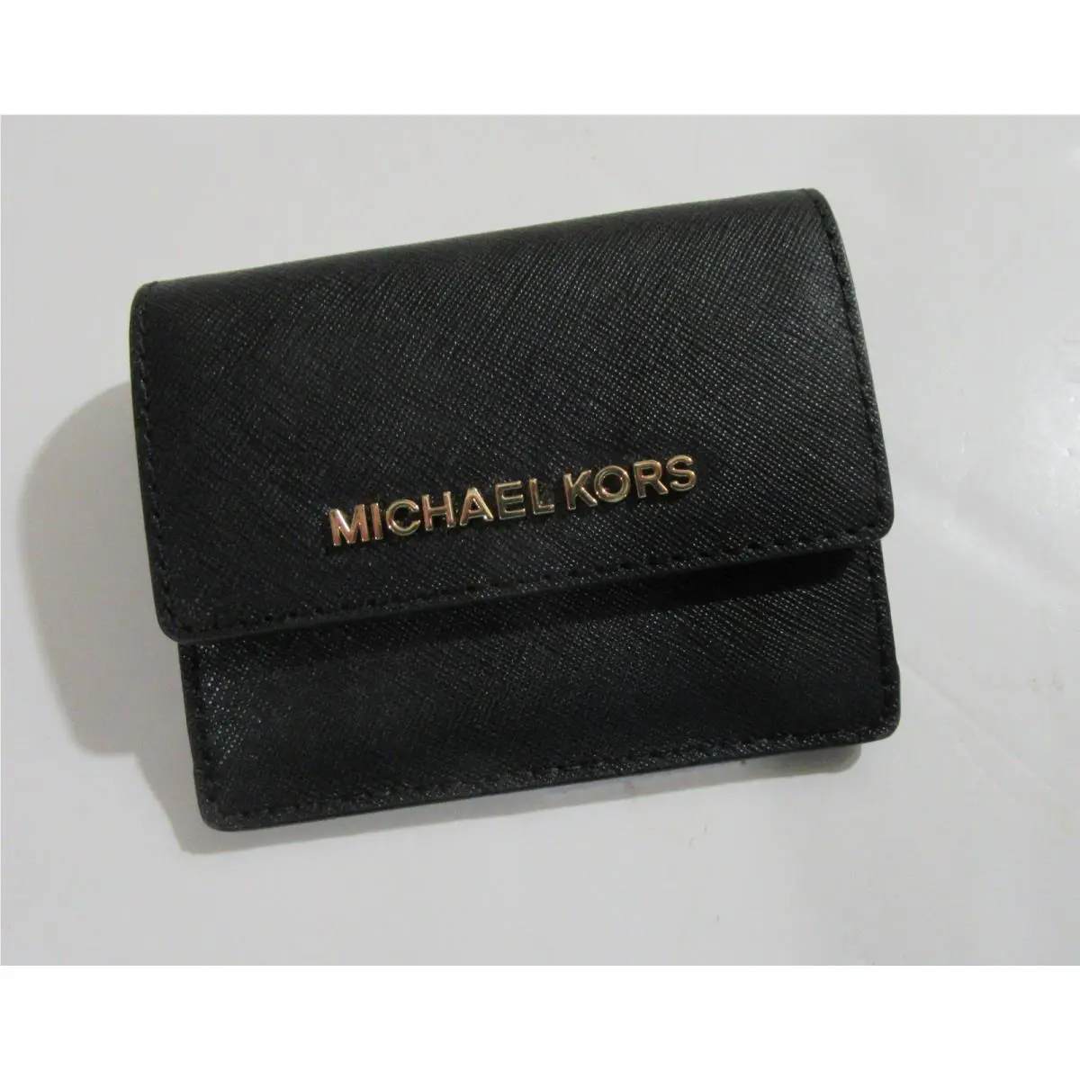 Michael Kors Jet Set Travel Leather Card Case ID Key Holder Wallet Black
