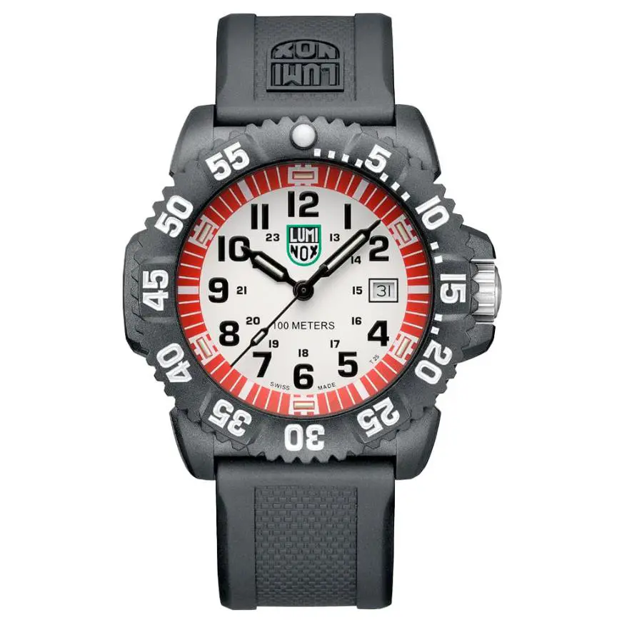 Luminox Sea Lion Carbonox White/red Dial Rubber Strap Men s Watch X2.2057