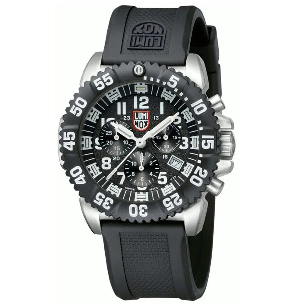 3181 Men`s Sea Colormark Chronograph Black Dial Rubber Strap Steel Watch by Luminox