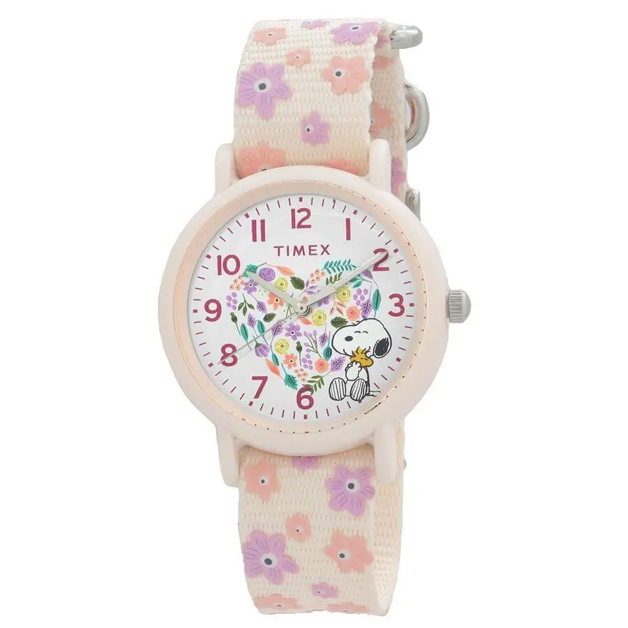 Ladies Peanuts Quartz White Dial Watch - TW2W33400 by Timex