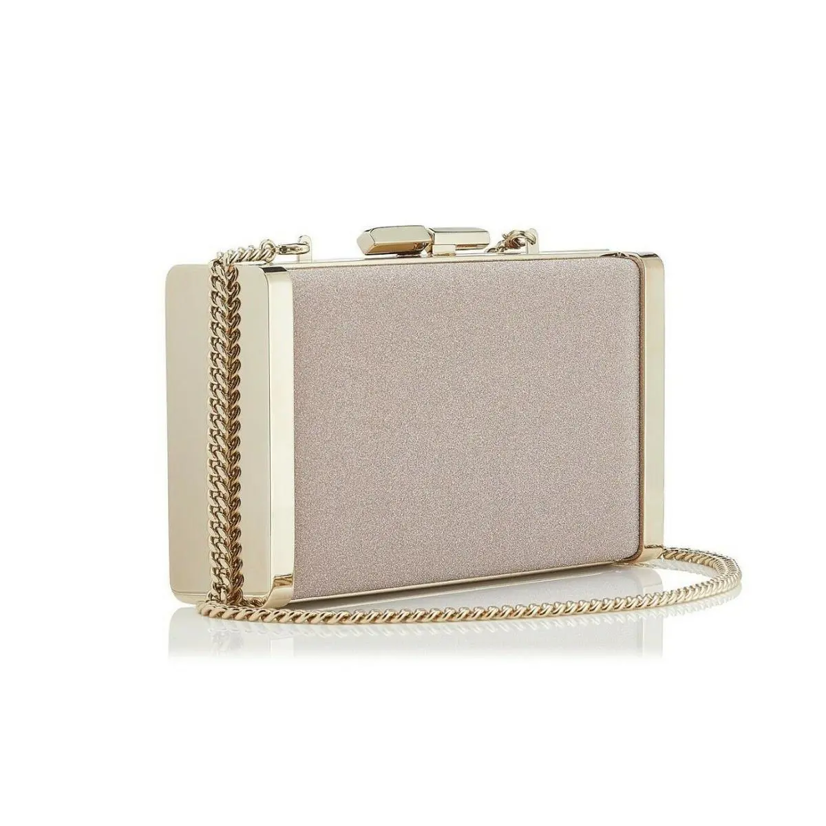 J Box Ballet Pink Fine Glitter Fabric Clutch Bag by Jimmy Choo