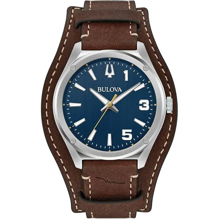 Bulova Marc Anthony Sport Leather Mens Watch 96A313 - Hand: White/Silver, Strap: Brown