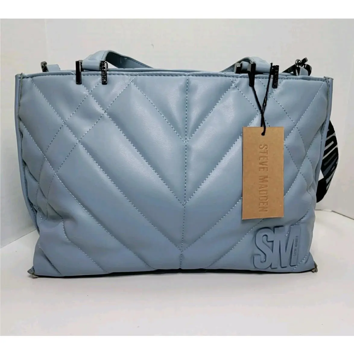 Bmarin Blue Steve Madden Tote with Hangoff Purse Crossbody