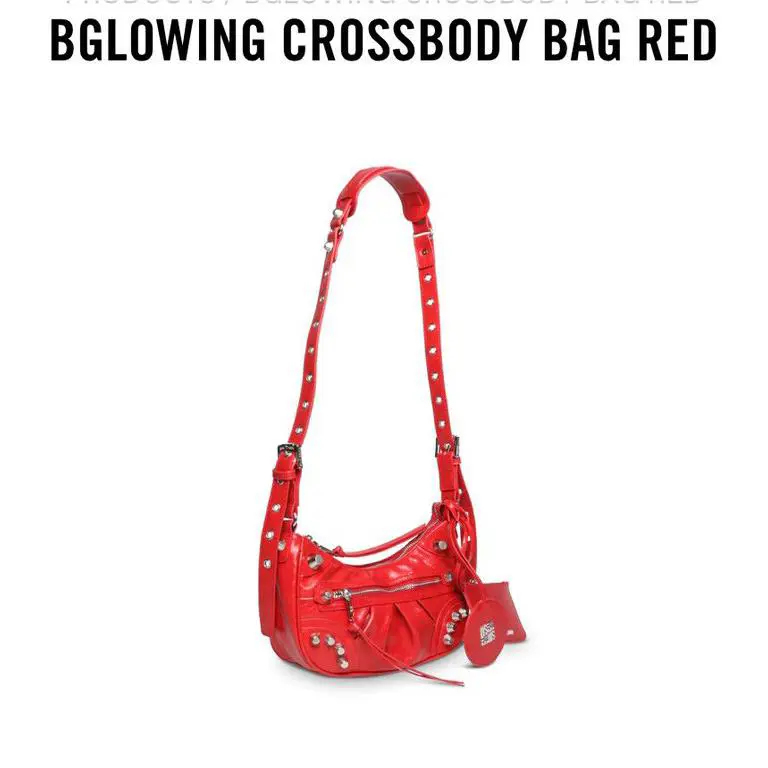 Steve Madden Rhinestone Bglow-r Leather Crossbody Bag Red
