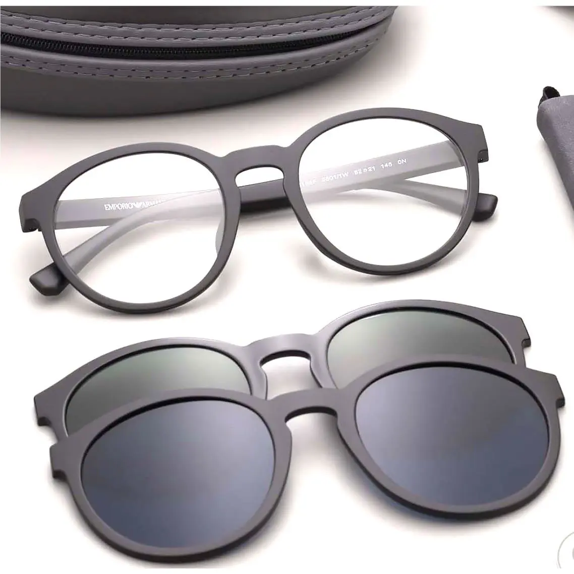 Emporio Armani Eyeglasses EA 4152 5801/1W 52-21 145 Black Frames with 3 Clip-ons