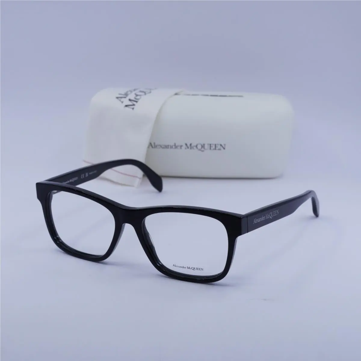 Alexander Mcqueen AM0307O 001 Shiny Black 55mm Eyeglasses by Alexander McQueen