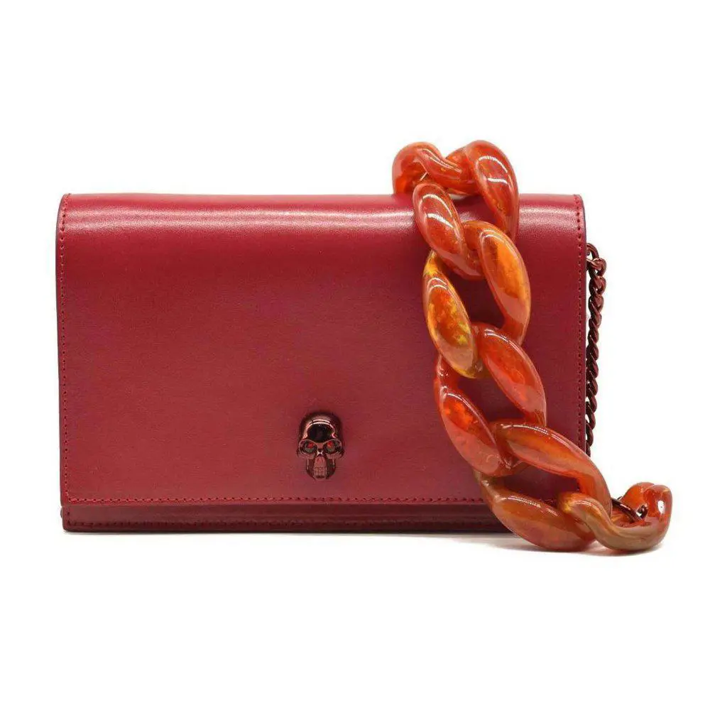 Alexander Mcqueen Skull Mini Leather Shoulder Bag In Red