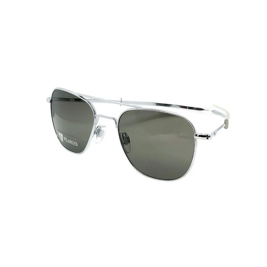 American Original Pilot Optical Pilot Sunglasses Silver/ Glass Polarized Size 55 - Frame: Silver, Lens: Gray
