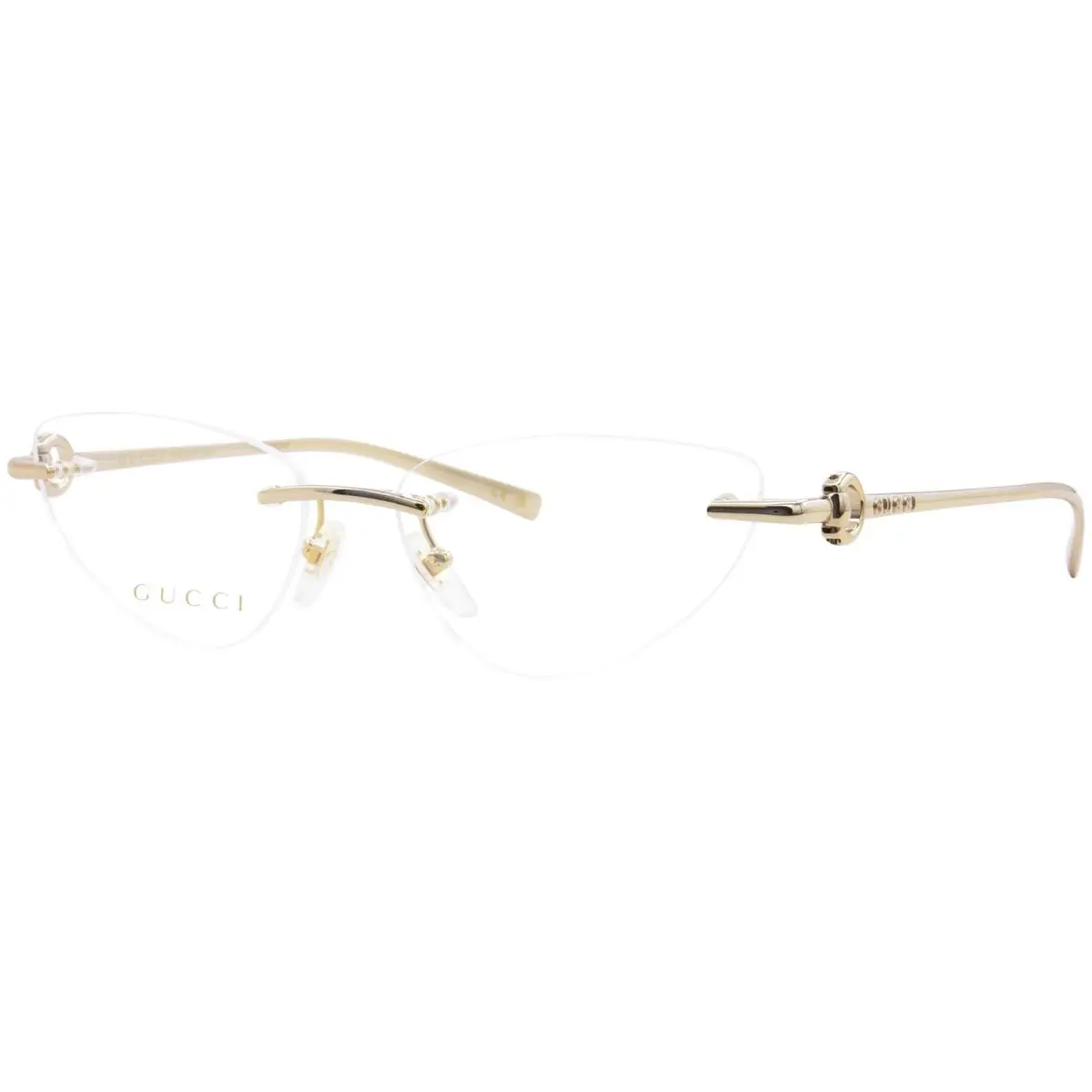 Gucci GG1702O 002 Eyeglasses Women`s Gold Rimless Style Cat Eye 54mm