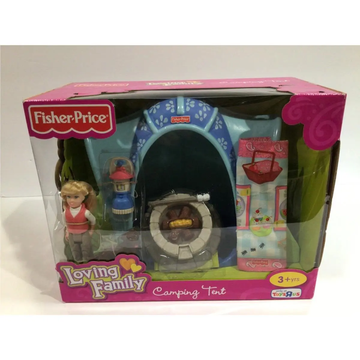 Fisher Price Loving Family Dollhouse Camping Tent Doll Dog Camping Fire Pit