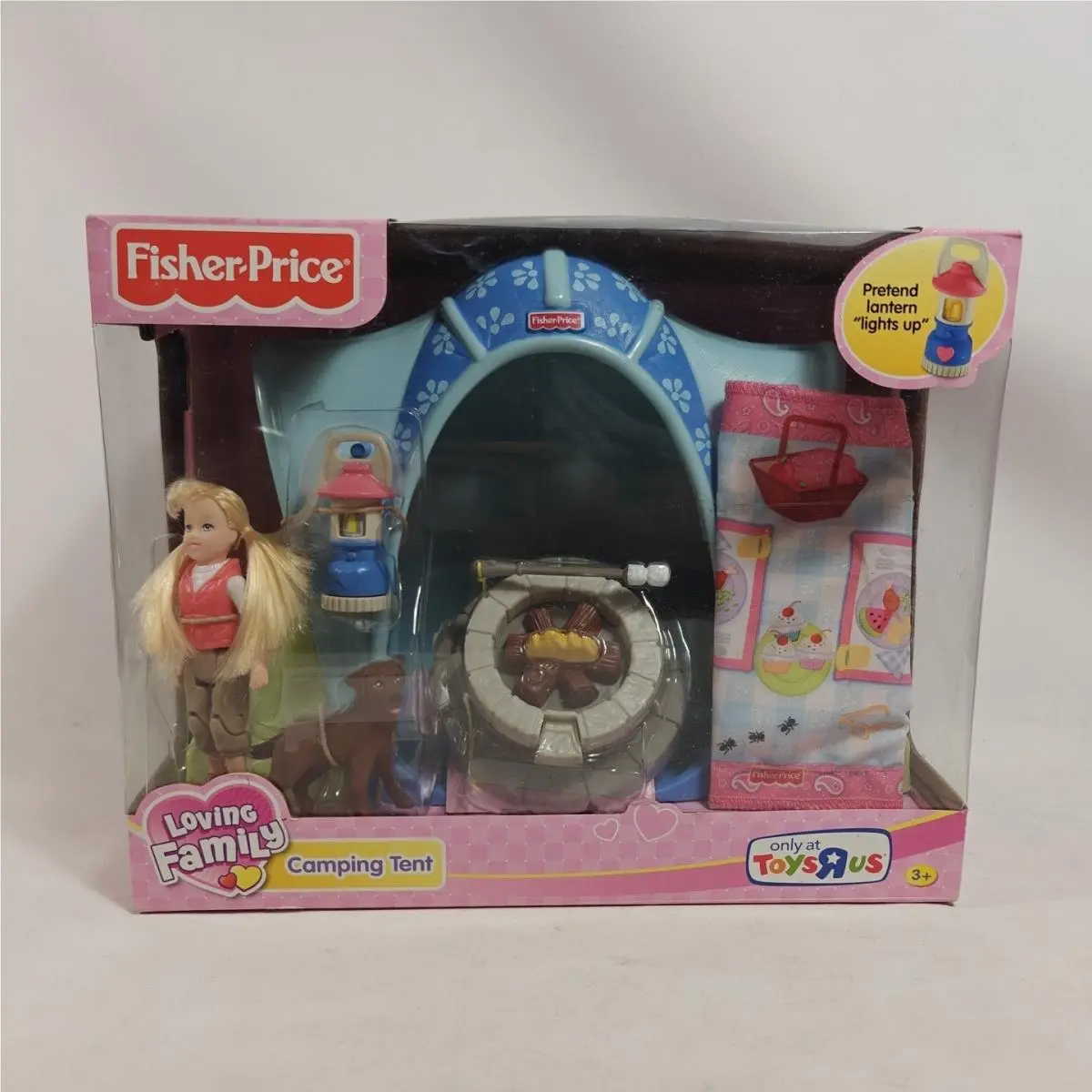 Fisher Price Loving Family Dollhouse Camping Tent Doll Dog Camping Fireplace Nos