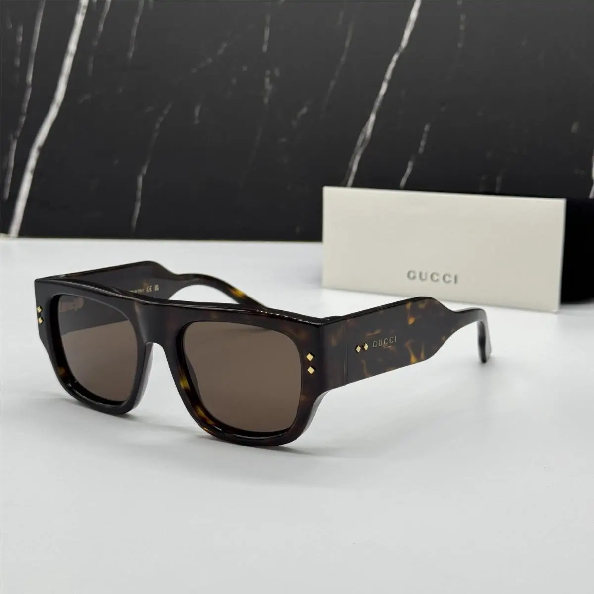 GG1262S 002 Havana Square Unisex Sunglasses  Eyewear by Gucci