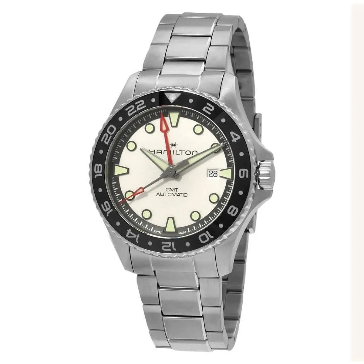 Khaki Navy Gmt Automatic Silver Dial Watch H82555150 by Hamilton