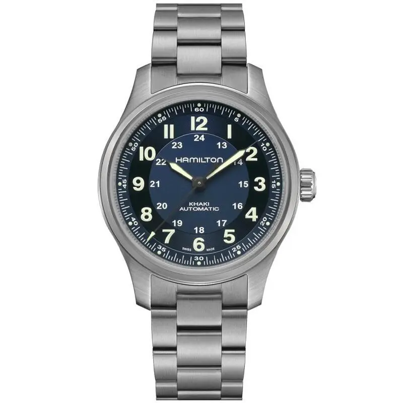 Hamilton Khaki Field 42mm Titanium Band Auto Blue Dial Men`s Watch H70545140