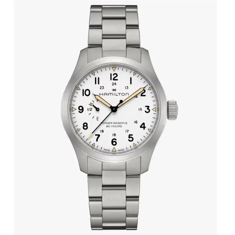 Khaki Field Mechanical Power Reserve White Dial Men`s Watch H69509110 by Hamilton