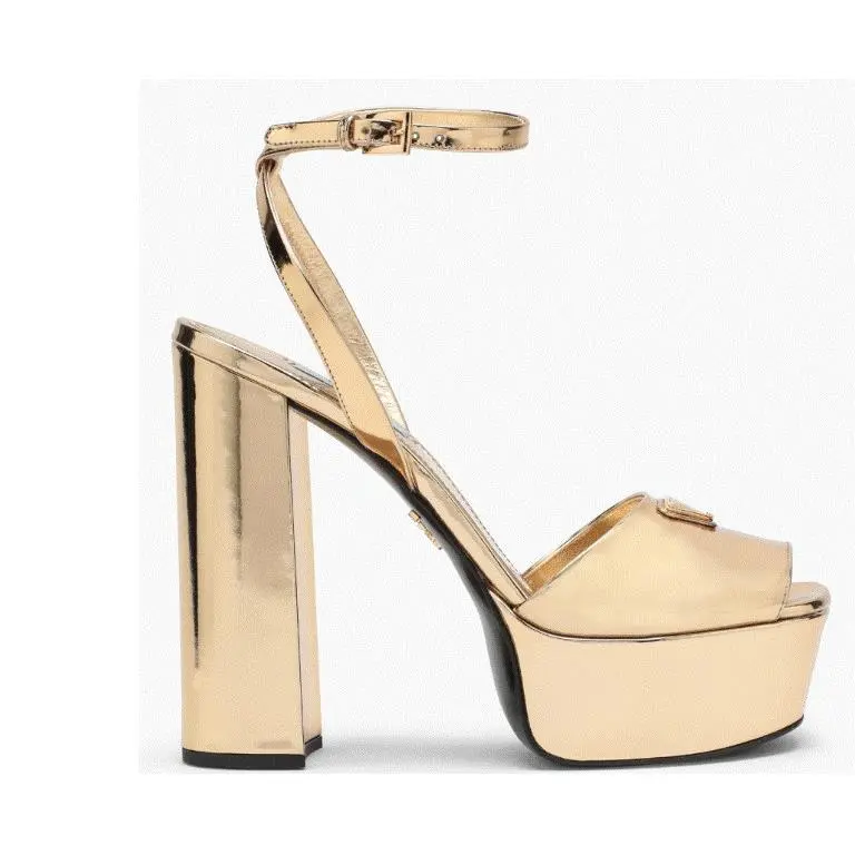 Prada Gold Metallic Platform High Heel Shoes Women’s Size 40 3AU11XP48B F0522