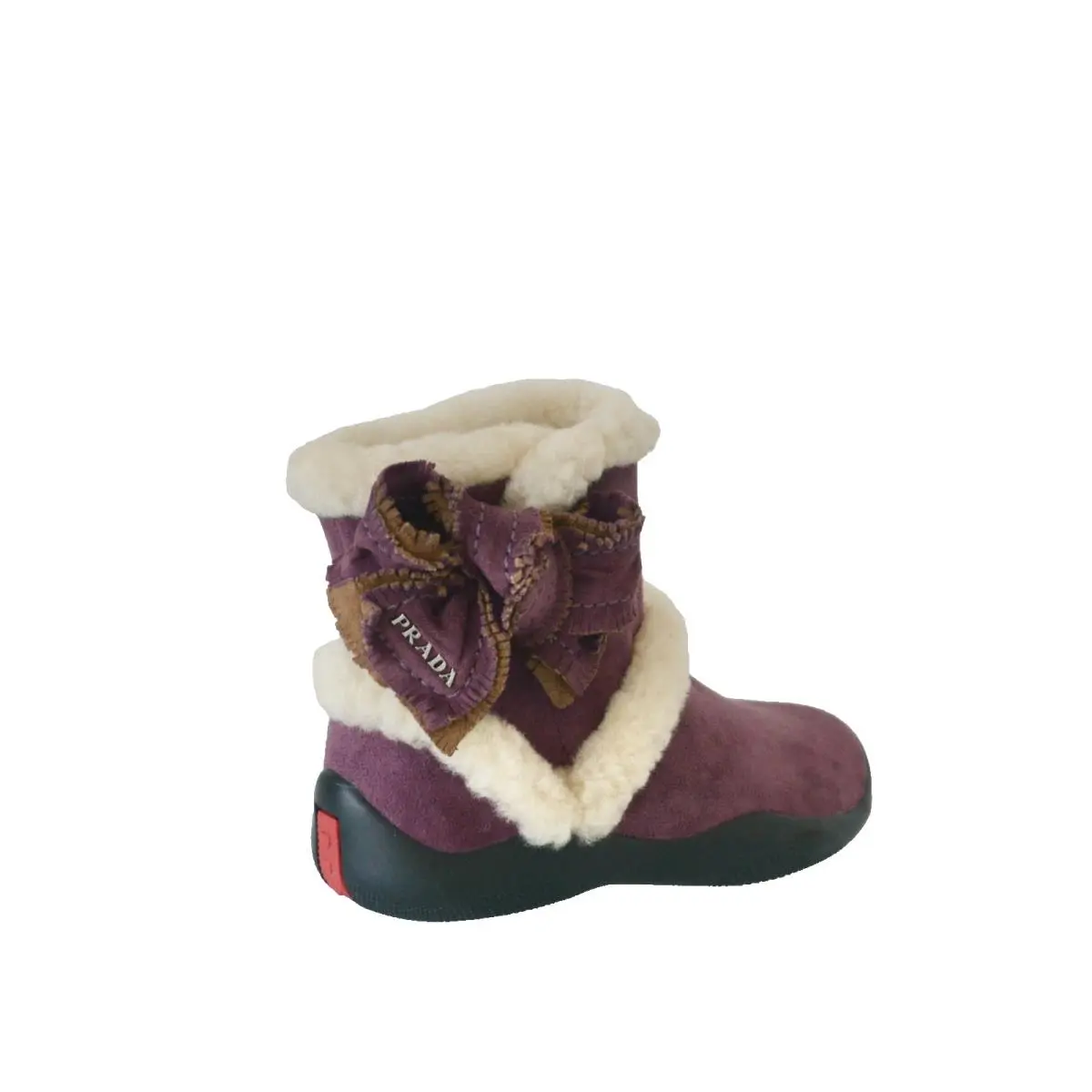 Kids Girls Prada Shearling Suede Leather Boots Shoes US 11 EU 28
