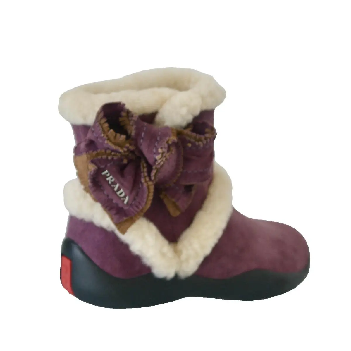 Kids Girls Prada Shearling Suede Leather Boots Shoes US 9 EU 25