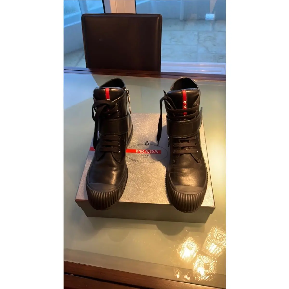 Prada Logo Combat Boots 10-40 Black