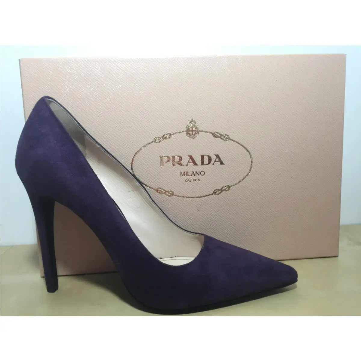 Prada Pointy Toe Purple Suede Pump Heel Shoe Eur 40 US 9.5