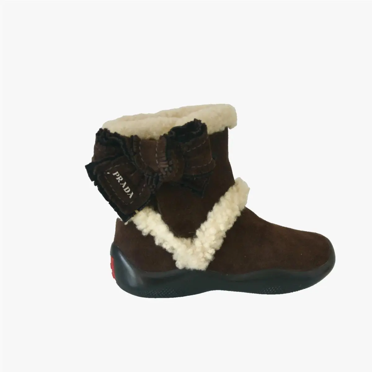 Kids Girls Prada Shearling Suede Leather Boots Shoes US 10 EU 27