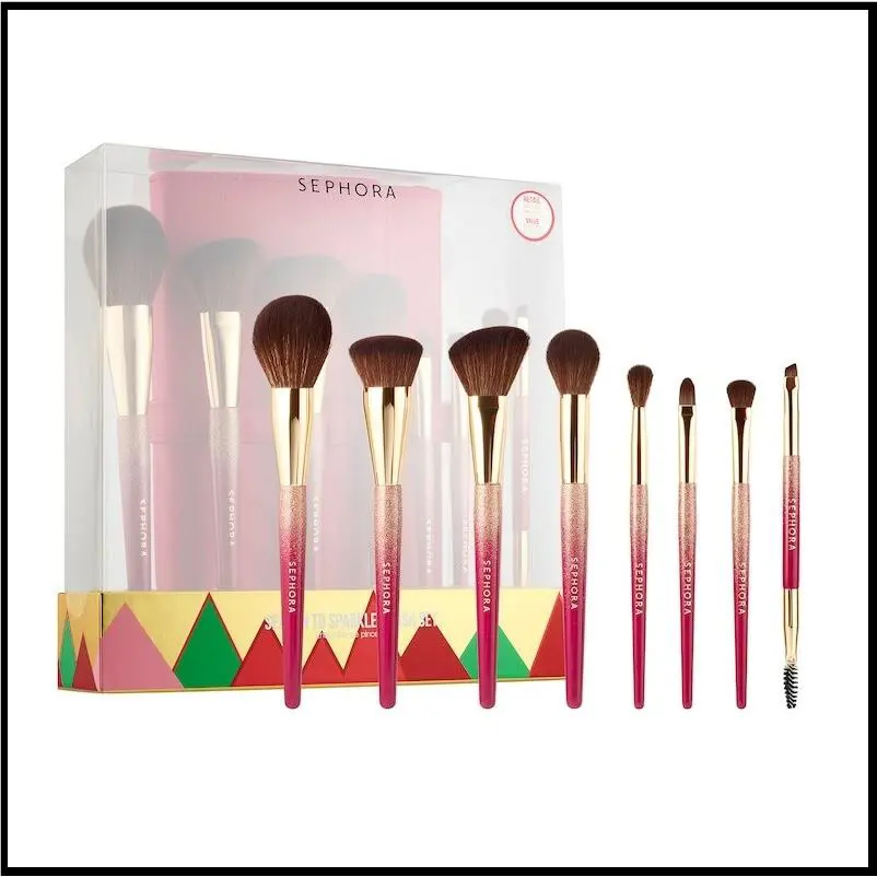 Sephora Collection Season to Sparkle 8 Piece Makeup Brush Gift Set + Pouch