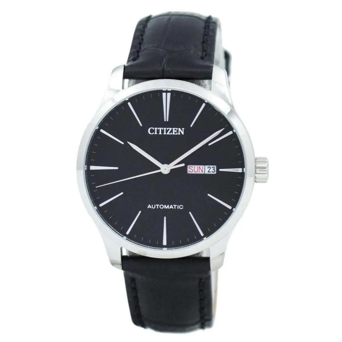 Citizen Automatic Leather Strap Black Dial Dress 50M NH8350-08E Men`s Watch