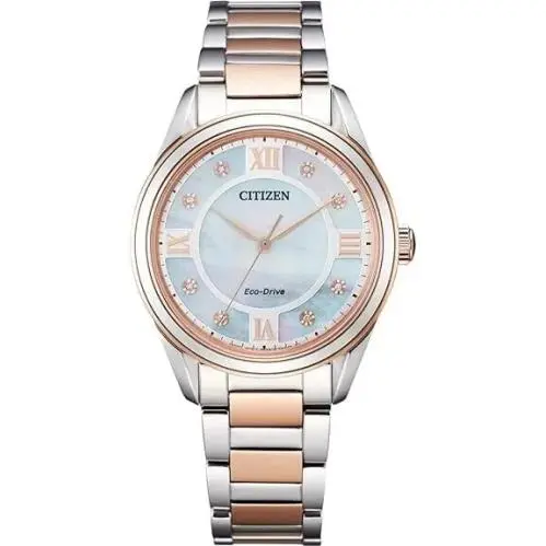 Citizen EM0876-51D Arezzo Mop Diamond Dial Two Tone Stainless Steel Womens Watch
