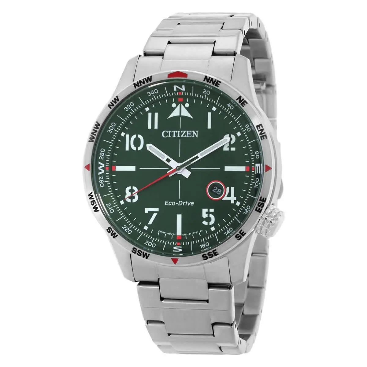 Citizen Weekender Green Dial Men`s Watch BM7551-50X - Green, Dial: Green, Band: Silver-tone
