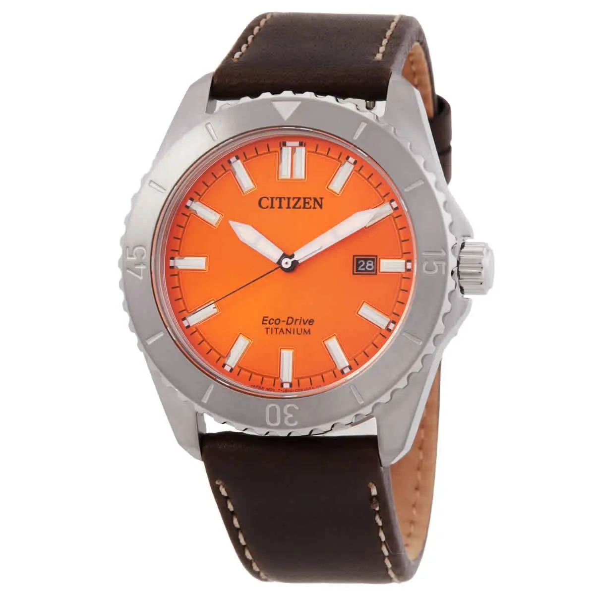 Citizen Weekender Quartz Orange Dial Men`s Watch AW1840-09X - Orange, Dial: Orange, Band: Brown