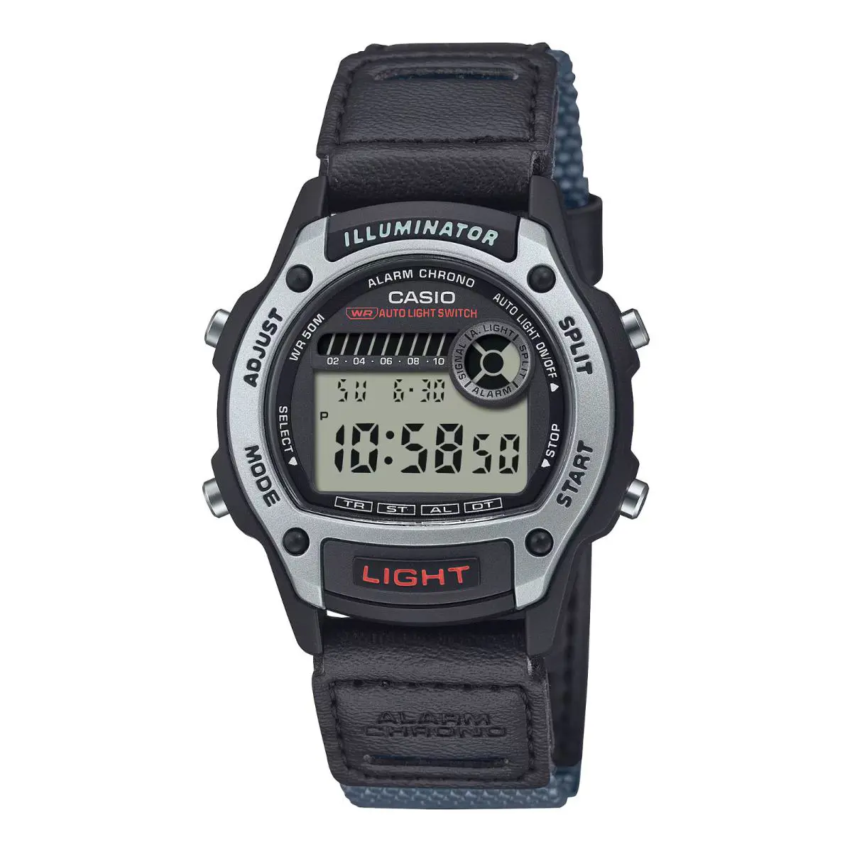 Casio W220HF-3AV World Time Watch Green Nylon Band Alarm Illuminator Timer - Dial: Digital, Band: Brown, Green