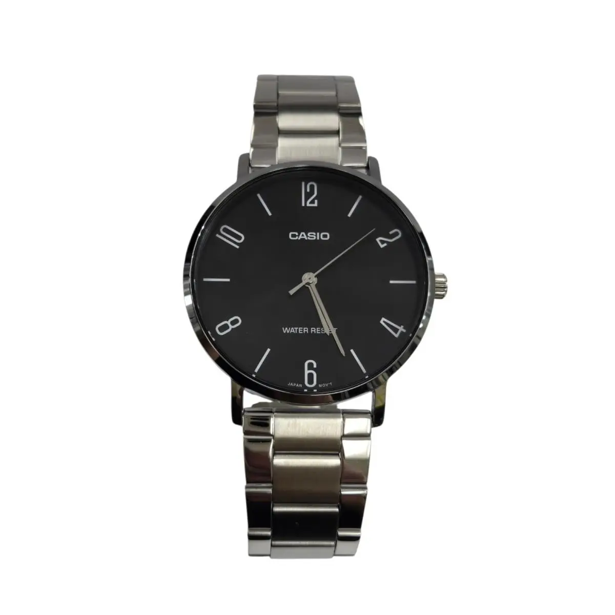 Casio MTP-VT01D-1B2 Men`s Stainless Steel Minimalistic Black Dial 3-Hand Watch