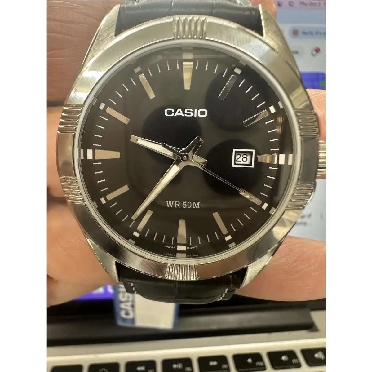 Casio Men s MTP-1308L-1A Black Leather Band Watch