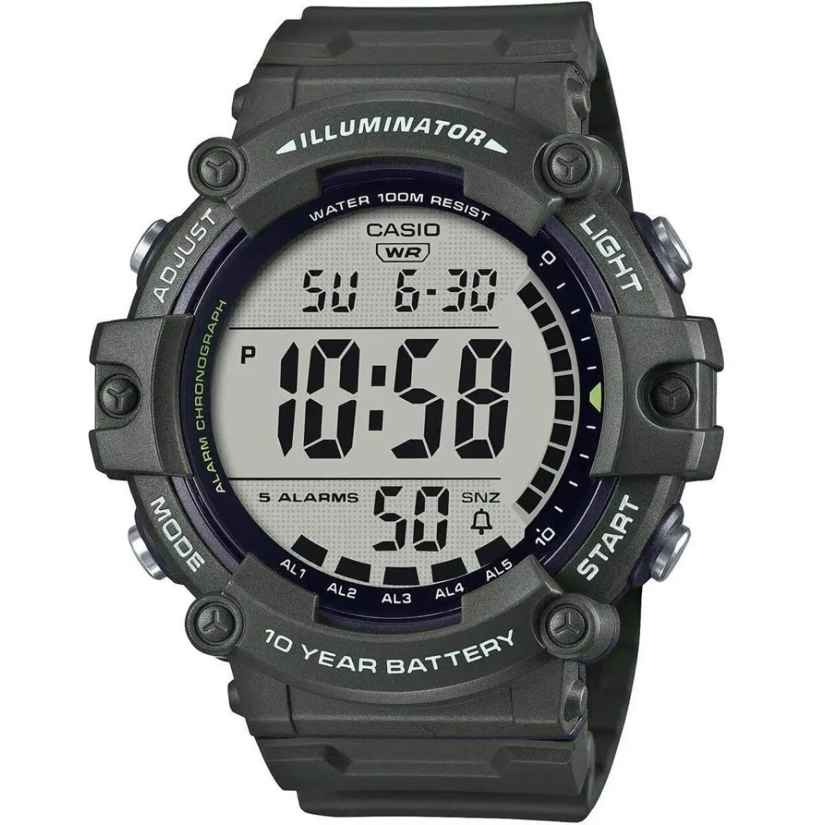 AE1500WHX-3AV Digital Watch Resin Band 100M Water Resistant Wide Lcd AE-15 by Casio