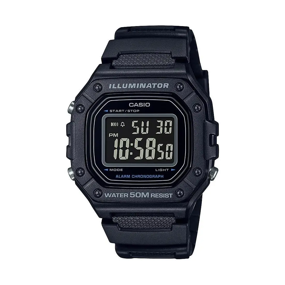 Casio Black Watch 50M Water Resistant Stopwatch Chronograph Auto Calendar