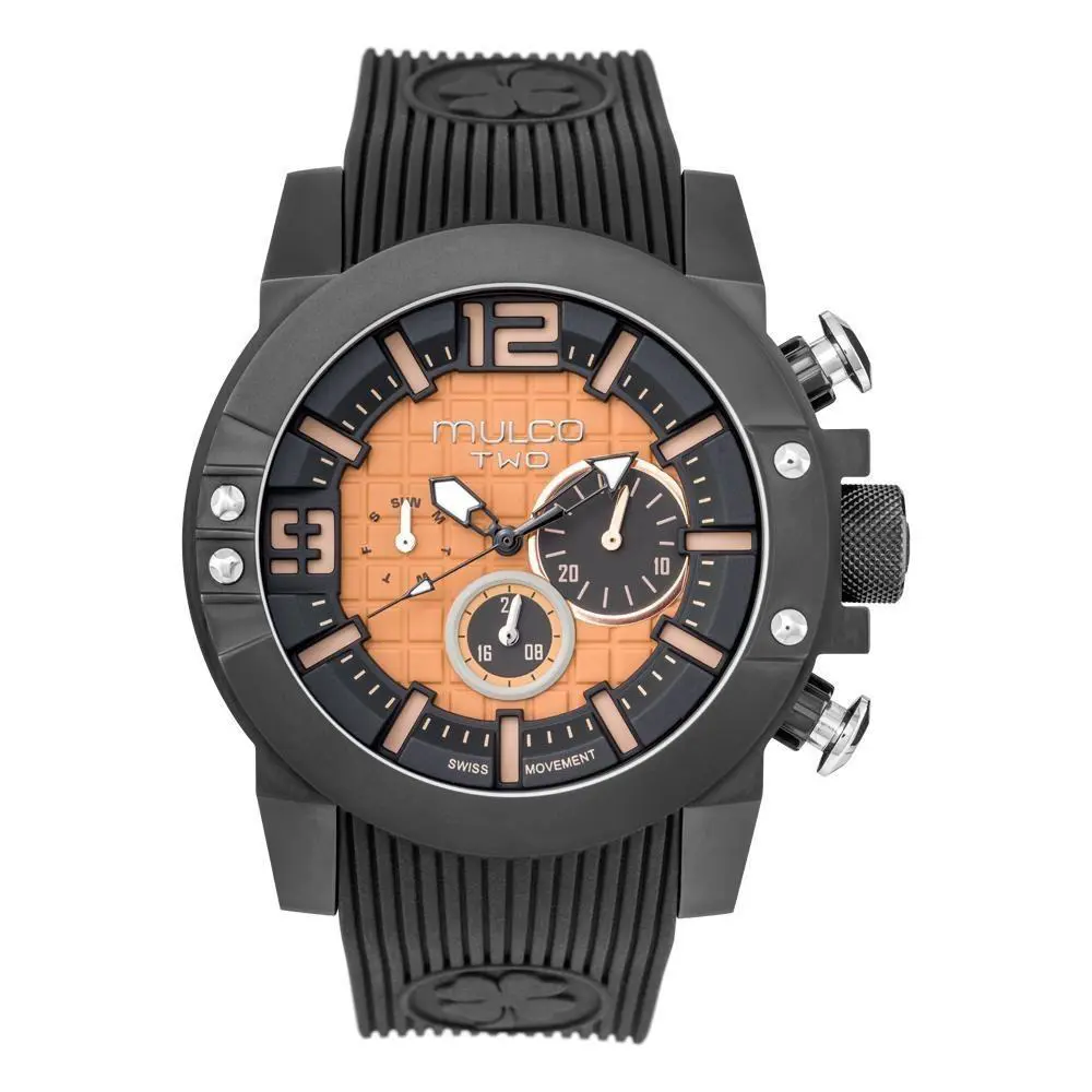 Mulco Swiss Quartz Chronograph Black Silicone Band Men`s Watch MW5-4271-024