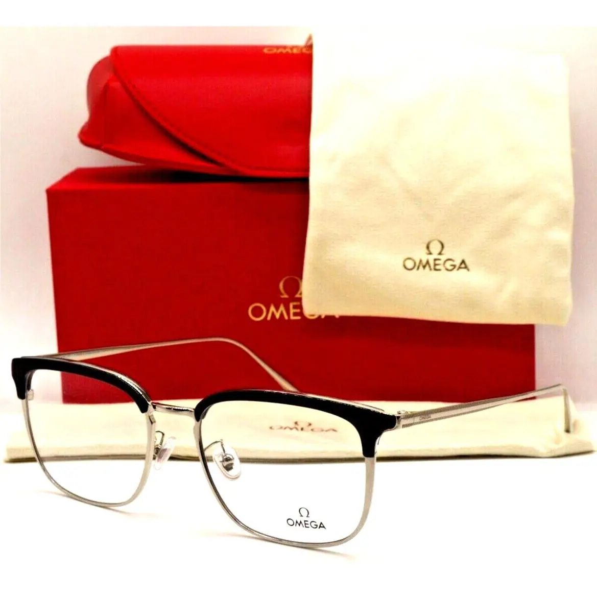 Omega OM 5018-H 092 Navy Blue ON Silver Eyeglasses Frame 55-19